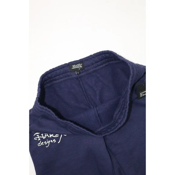 Ed Hardy Womens Broken Hearts Sweatpants Wide Leg Y2K Navy Eclipse L Fleece - Picture 9 of 16